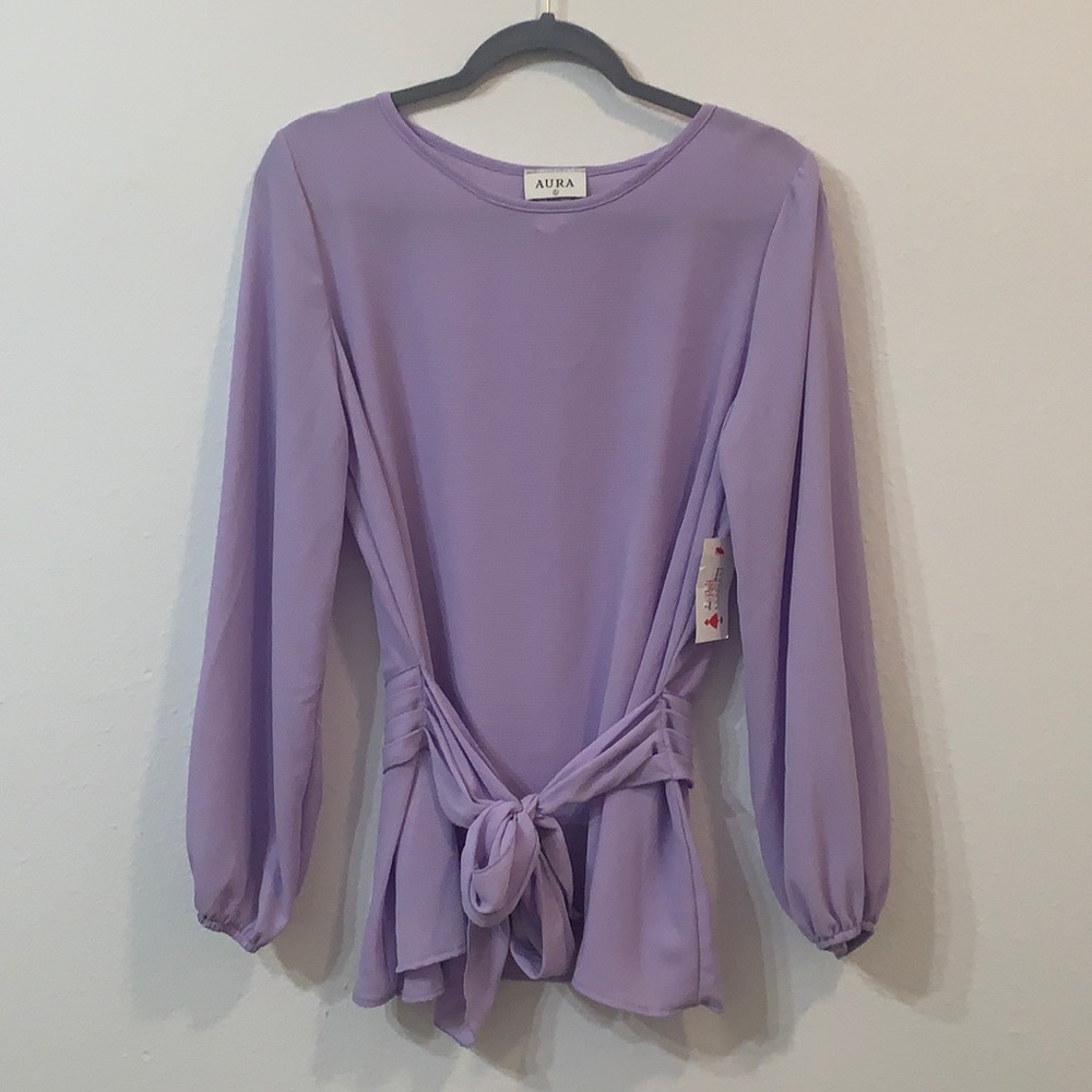 Lavender Blouse with Tie Waist